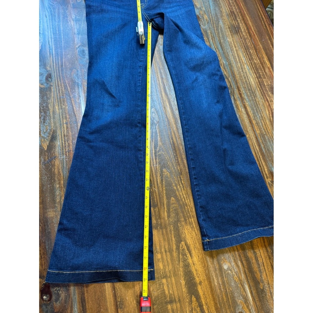 Spanx Flare Jeans Dark Indigo High Rise Pull On Stretch Denim Women's Large - Picture 3 of 12